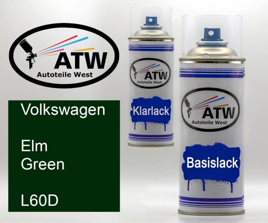 Volkswagen, Elm Green, L60D: 400ml Sprühdose + 400ml Klarlack - Set, von ATW Autoteile West.